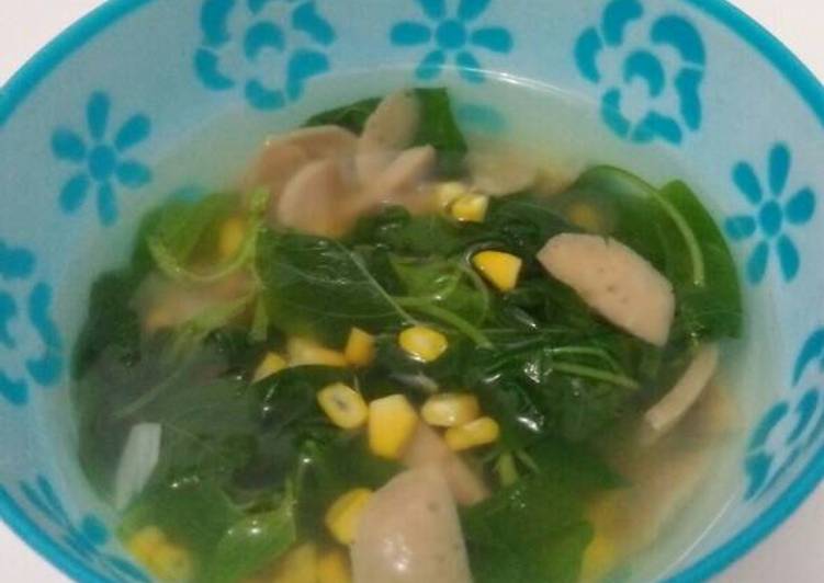 Bahan meracik Sayur bayam jagung baso kueh bening Anti Gagal