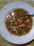 Sopa de mejillones, kanikama  y verduras