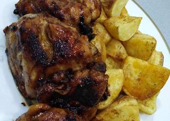 Easiest Way to Make Yummy Glazed chicken and potatos