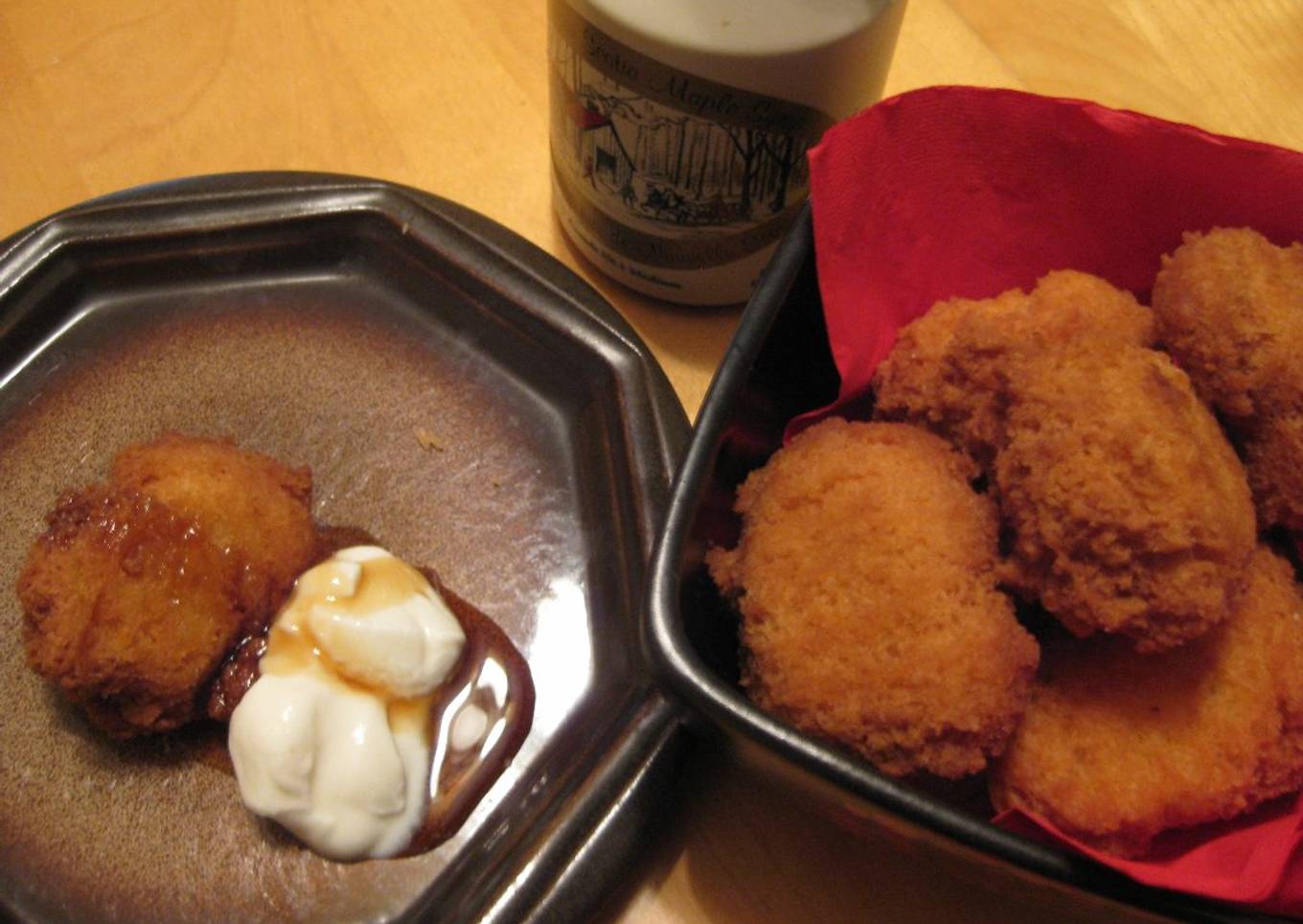 Deep Fried Scones with Maple Syrup and Yogurt