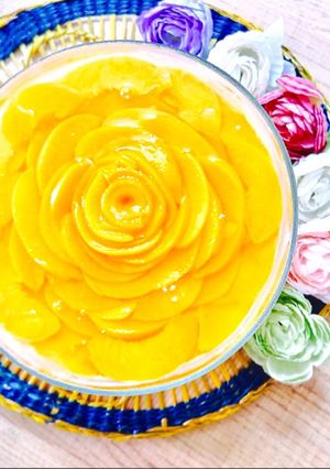 Hình của món Bánh phô mai đào | No bake Peach cheesecake.