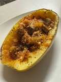 Spaghetti Squash with Spicy Italian Sausage