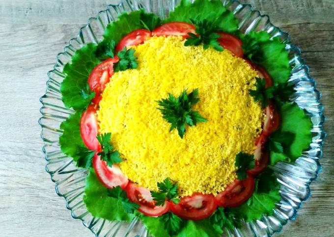 Салат с рисом и печенью трески, пошаговый рецепт на ккал, фото, ингредиенты - Татьяна