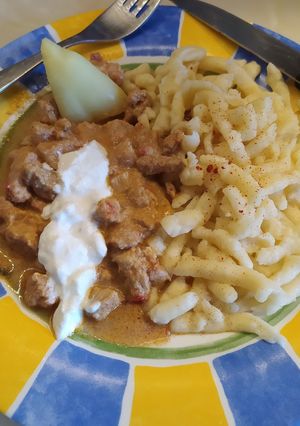 Bakonyi tokány galuskával gm, lm recept fotója