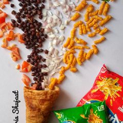 A picture of Edible Cone Kurkure Chaat.