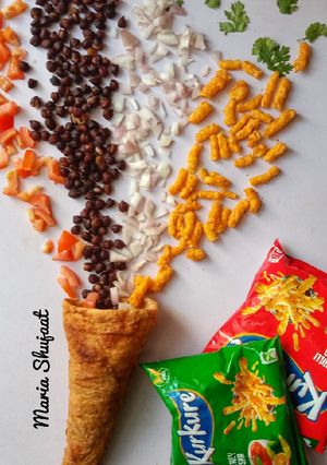 A picture of Edible Cone Kurkure Chaat.