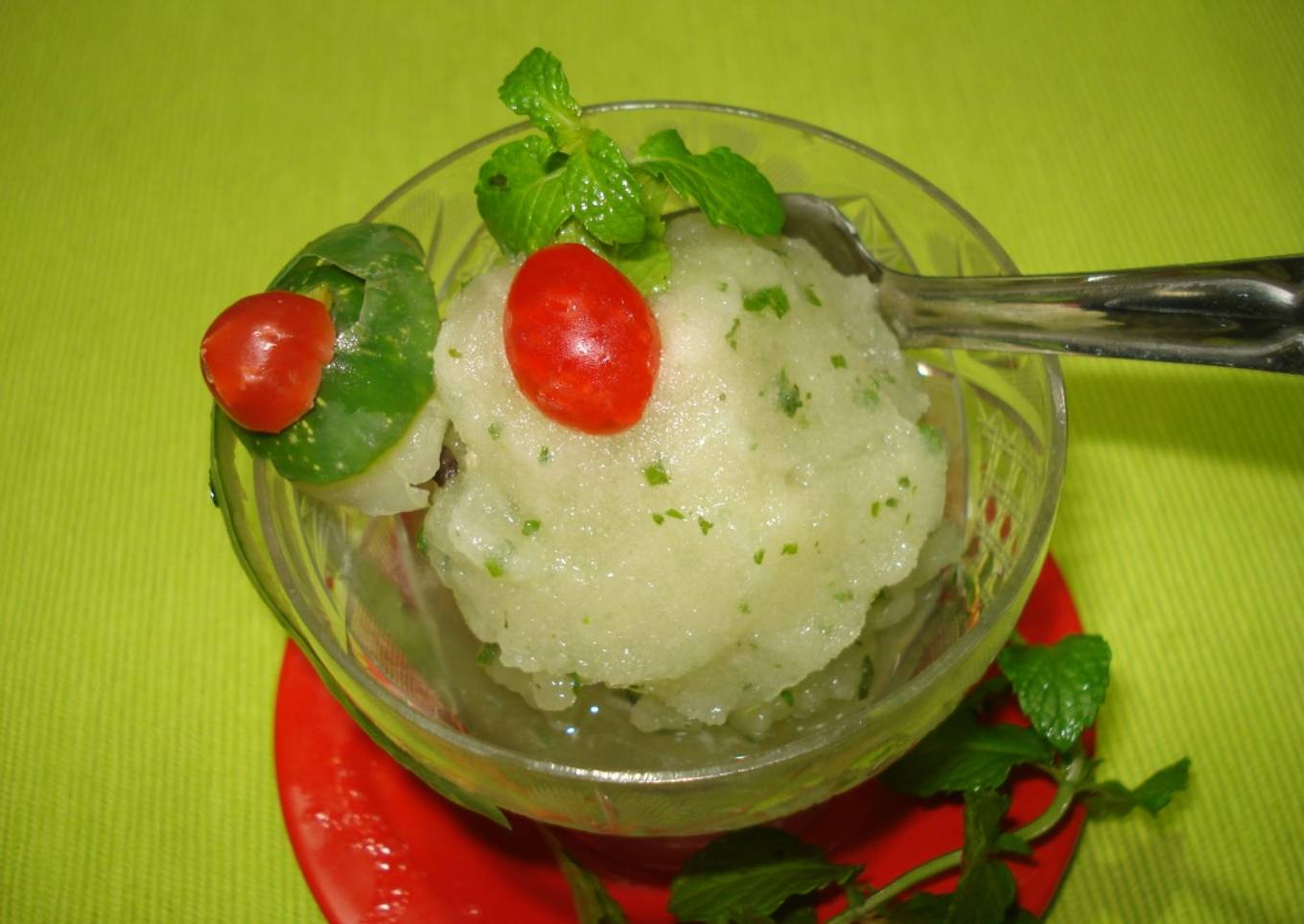 Muskmelon-mint slush