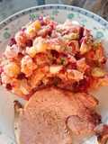 Ensalada de papas con remolacha y huevo.🥔🥚