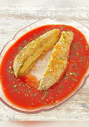 Une photo de Aubergine panée