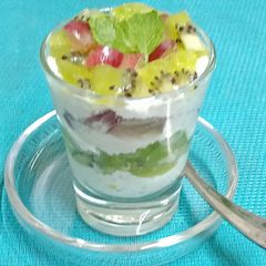 A picture of Layered Fruit Sandesh (Diabetic Friendly) (Vrat Special).