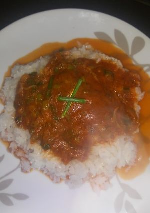 Una foto de Arroz con salsa super express