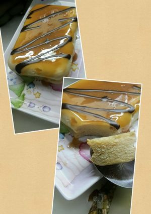 Una foto de Cheesecake individual de dulce de leche en microondas🍮#Diamundialdeldulcedeleche