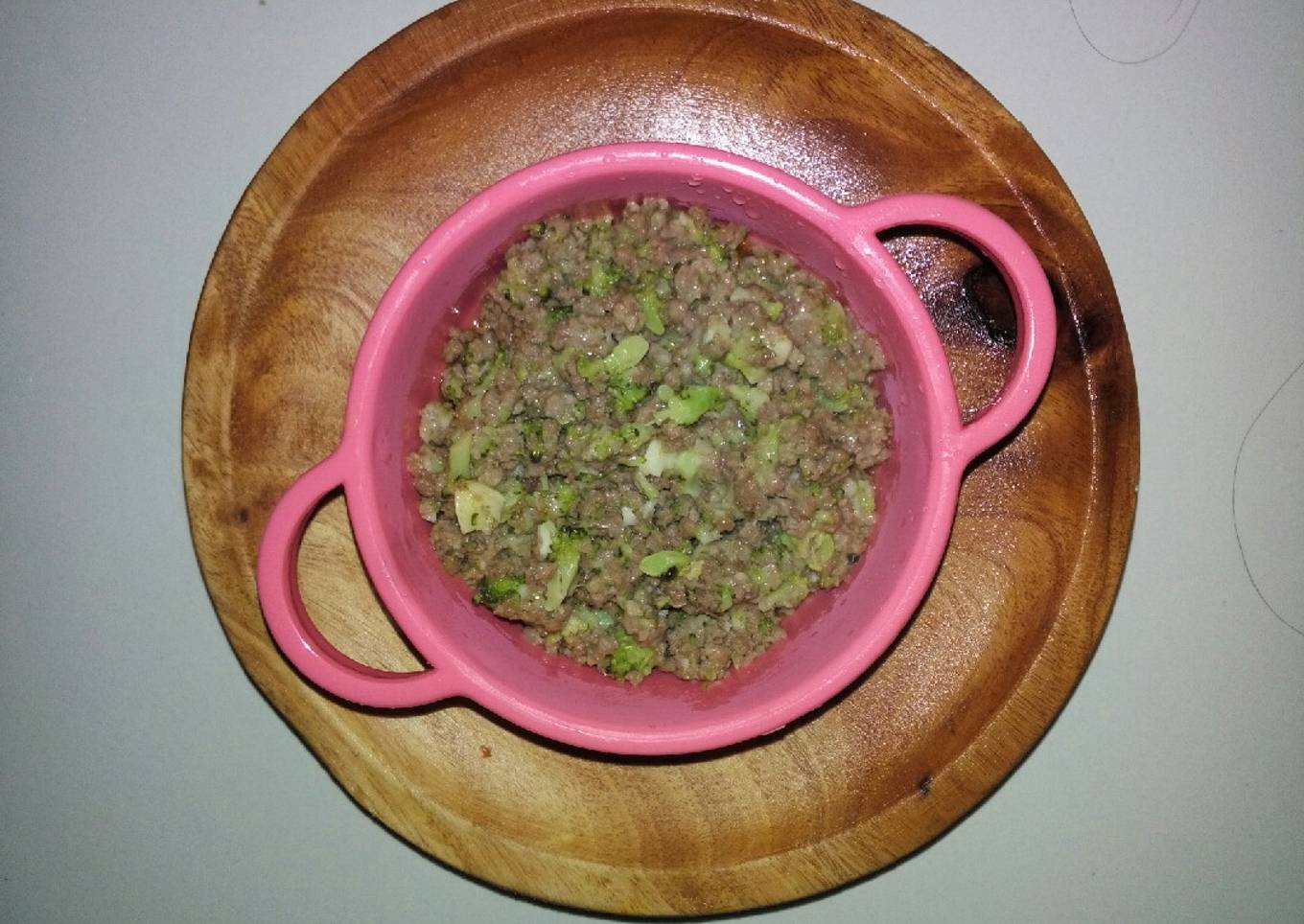 Tumis Brokoli Daging Cincang (mpasi 7+)