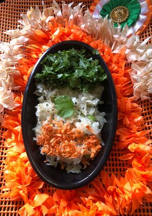 A picture of Tricolour radish with carrots and coriander.