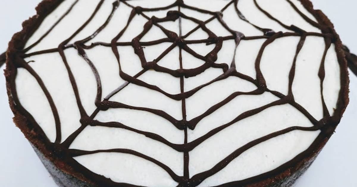 Tarta de queso de tela de araña para Halloween (sin horno) Receta de  VinoyMiel- Cookpad