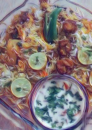 A picture of Prawn / shrimps Biryani (Indian style).