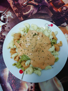 Una foto de Pasta con salsa de sobrasada