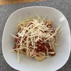 A picture of Gnoccis bolognese sauce.