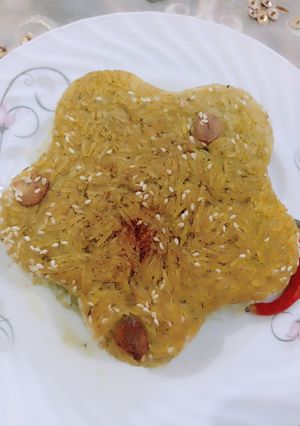 عکسی از دستور پلو تون ماهی قالبی با ته دیگ سیر وکنجد و زعفران