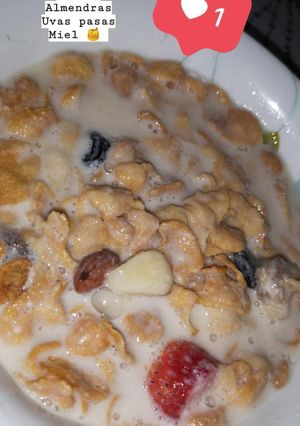 Una foto de Cereal con leche de soya