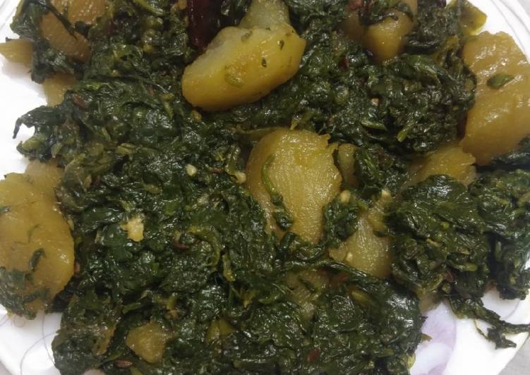 Recipe of Homemade Aloo palak ki bhujiya