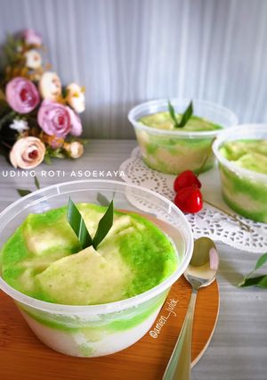 Foto resep Puding Roti Pandan