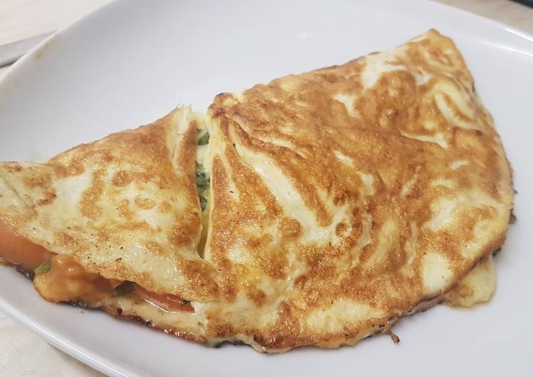 Simple Way to Prepare Perfect Basil, Tomato &amp; Cheese Omelette