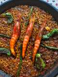 Arroz de gamba roja y pimiento de padrón