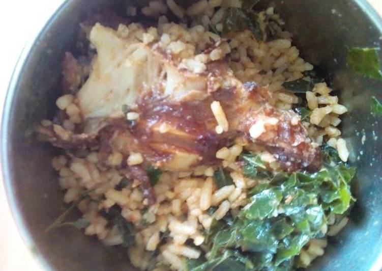 Jallof rice and pumpkin leaf