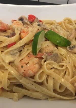 Foto resep Fettucini lime with shrimp n mushroom