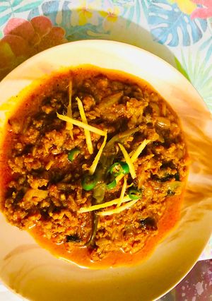 A picture of Khade Masale Ka Keema (Pakistani style).