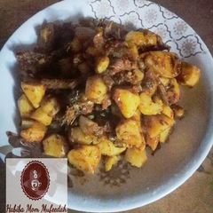A picture of Potatoes poridge with stock fish.