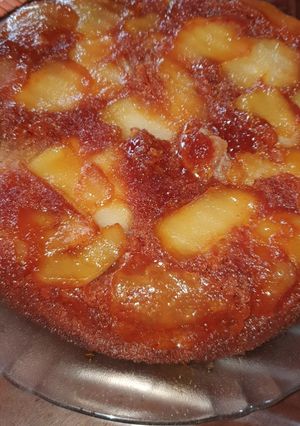 Una foto de Tarta invertida de peras