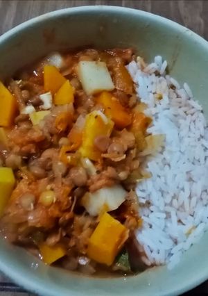 Una foto de Cazuela de lentejas saludable