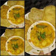 A picture of Kachori and Aloo ki Tarkari.