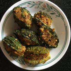 A picture of Andhra Style Stuffed Karela (Bitter Gourd) Recipe.