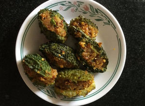 A picture of Andhra Style Stuffed Karela (Bitter Gourd) Recipe.