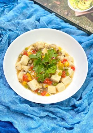 Hình của món Tàu Hủ Non Sốt Nấm Đông Cô.