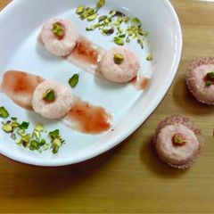 Strawberry pistachios Sandesh A picture of Strawberry pistachios Sandesh.