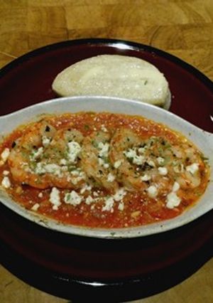 A picture of Argentine Red Shrimp With Tomatoes & Feta Cheese.