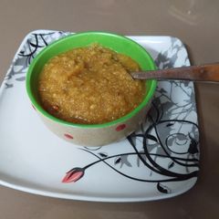 A picture of Kada Prashad or Wheat Halwa.