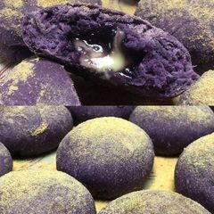 A picture of Ube Cheese Pandesal.