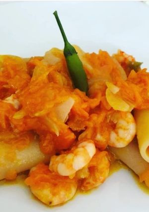 Foto di PACCHERI con zucca e gamberetti
