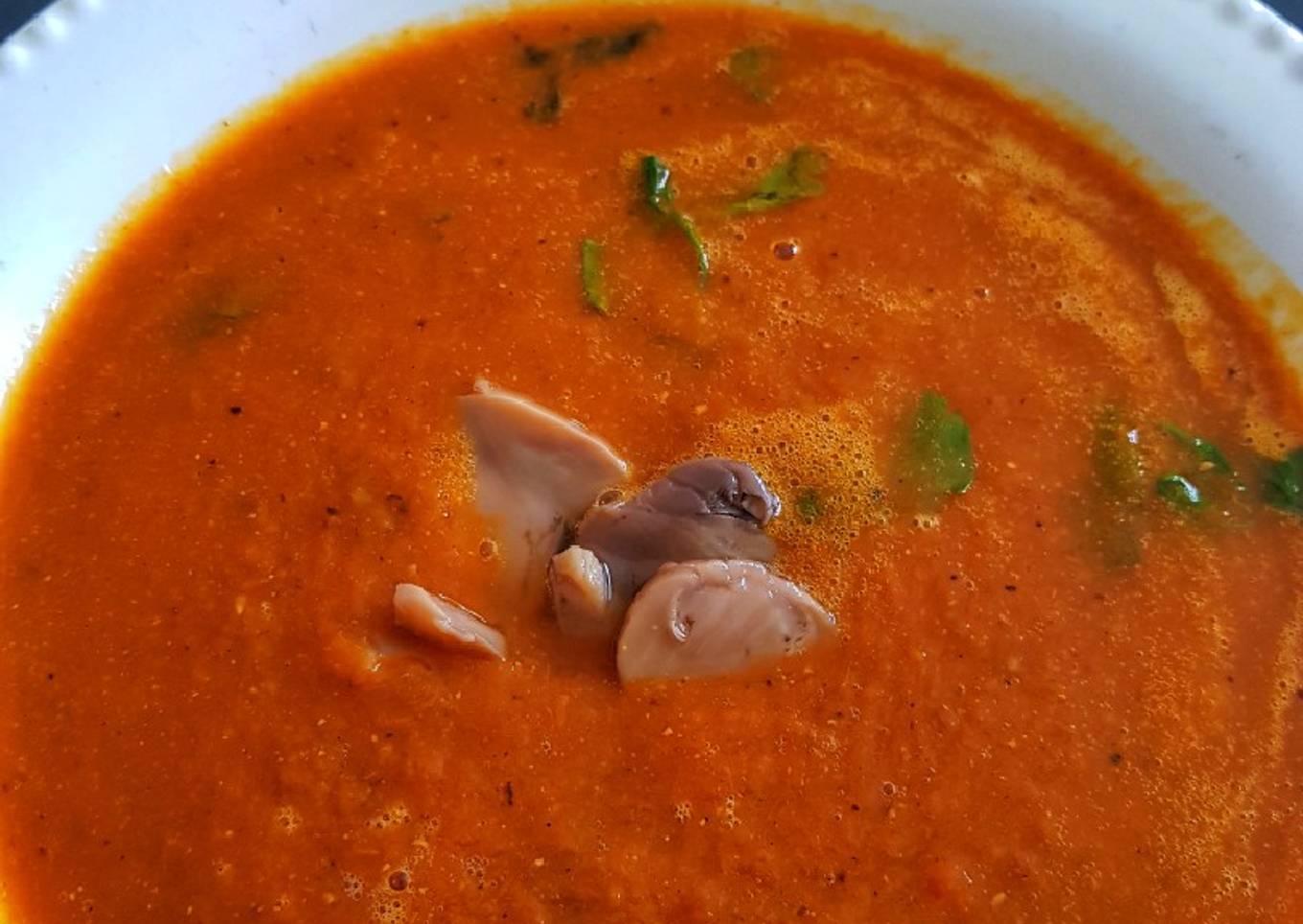 Crema de lentejas con zanahoria y champiñones