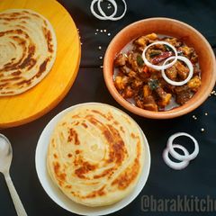 Kerala style Beef fry with Malabar Paratha A picture of Kerala style Beef fry with Malabar Paratha.