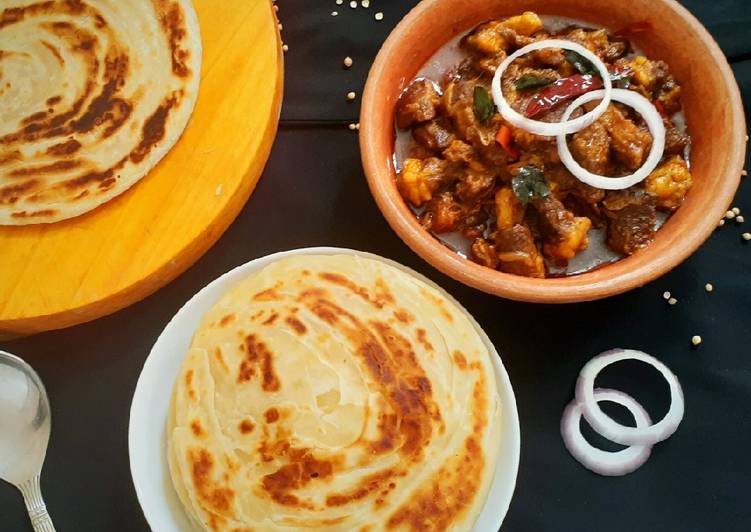 Kerala style Beef fry with Malabar Paratha