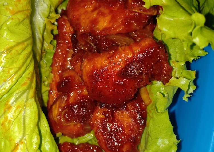 Langkah Mudah untuk Membuat Ayam pedas korea modif recook dari @mayfitkitchen (diet) simple, Lezat Sekali