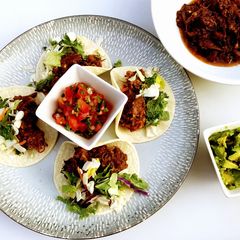 A picture of Sweet and Spicy Wagyu Short Rib Tacos.