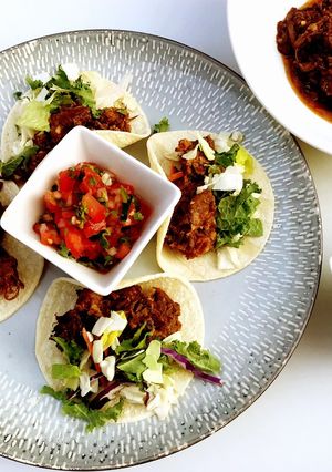 A picture of Sweet and Spicy Wagyu Short Rib Tacos.