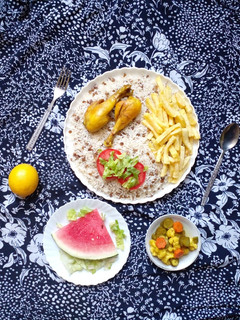 عکسی از دستور عدس پلو با مرغ 🍗🍟